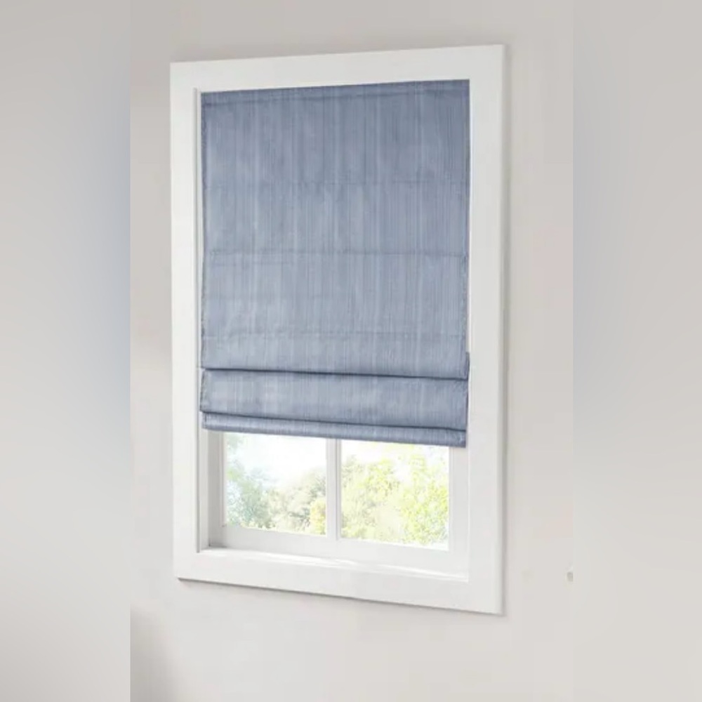 Madison Park Colm Basketweave Room Darkening Cordless Roman Shade Set of 2 27x62 - Picture 2 of 16